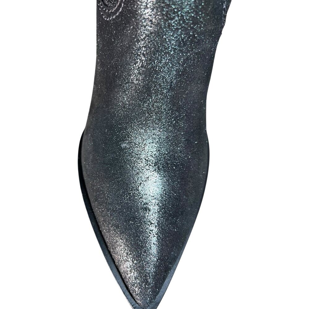 Larroude Louise Boots in Shine Graphite Metallic Suede Leather Size 8.5 - Picture 8 of 8